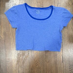 Blue Ribbed Women's Crop Top